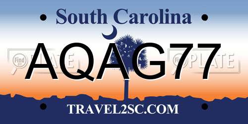 AQAG77 South Carolina License Plate