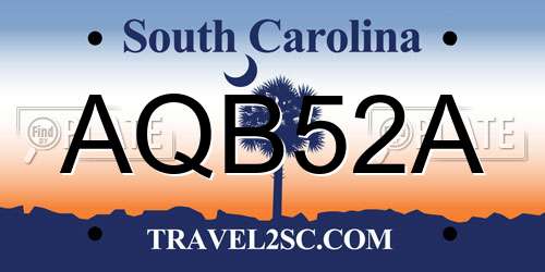 AQB52A South Carolina License Plate