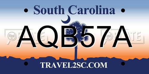 AQB57A South Carolina License Plate