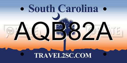 AQB82A South Carolina License Plate