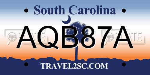 AQB87A South Carolina License Plate
