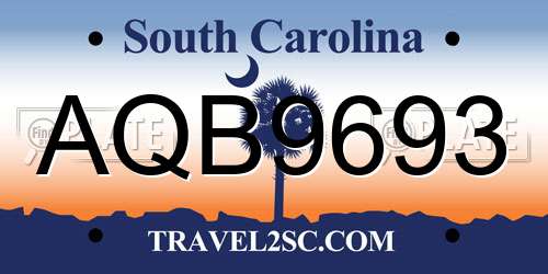 AQB9693 South Carolina License Plate