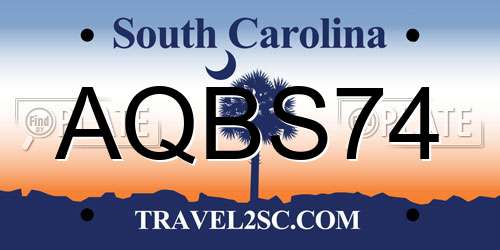 AQBS74 South Carolina License Plate