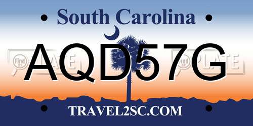 AQD57G South Carolina License Plate