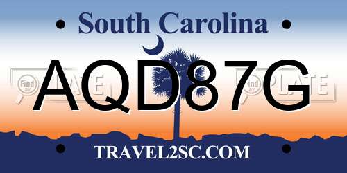 AQD87G South Carolina License Plate