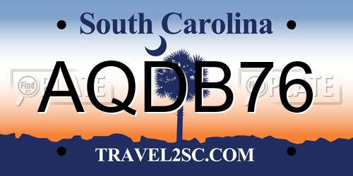 AQDB76 South Carolina License Plate