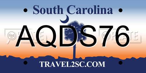 AQDS76 South Carolina License Plate