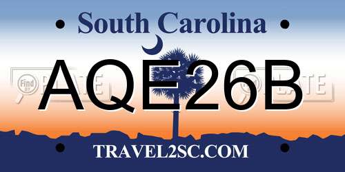 AQE26B South Carolina License Plate