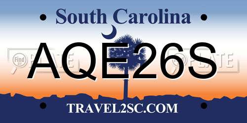 AQE26S South Carolina License Plate