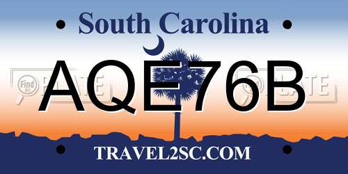 AQE76B South Carolina License Plate