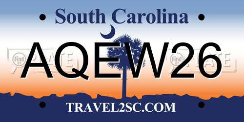 AQEW26 South Carolina License Plate