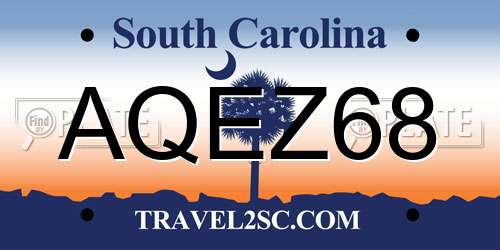 AQEZ68 South Carolina License Plate