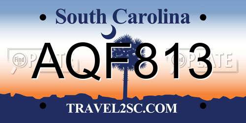 AQF813 South Carolina License Plate