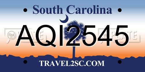 AQI2545 South Carolina License Plate