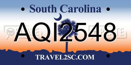 AQI2548 South Carolina License Plate