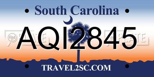 AQI2845 South Carolina License Plate