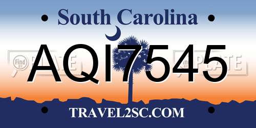 AQI7545 South Carolina License Plate