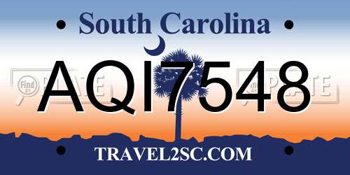 AQI7548 South Carolina License Plate