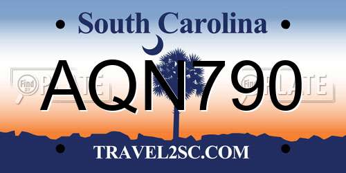 AQN790 South Carolina License Plate