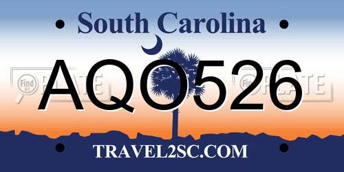 AQO526 South Carolina License Plate