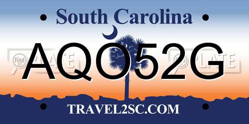 AQO52G South Carolina License Plate