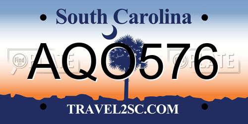AQO576 South Carolina License Plate