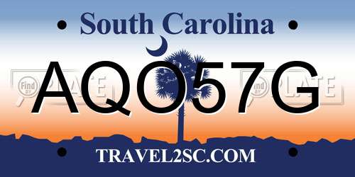 AQO57G South Carolina License Plate
