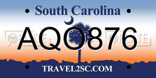 AQO876 South Carolina License Plate
