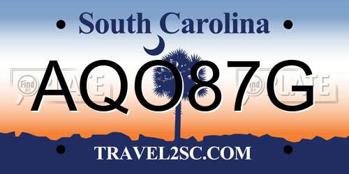 AQO87G South Carolina License Plate