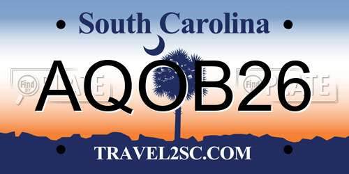 AQOB26 South Carolina License Plate