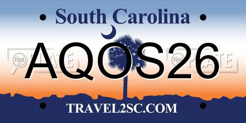 AQOS26 South Carolina License Plate