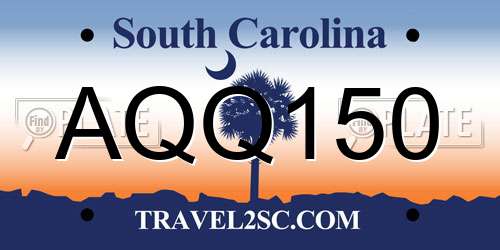 AQQ150 South Carolina License Plate