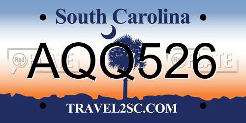 AQQ526 South Carolina License Plate