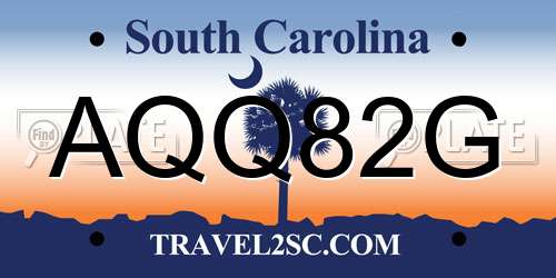 AQQ82G South Carolina License Plate