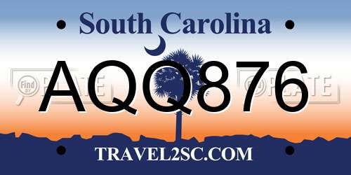AQQ876 South Carolina License Plate