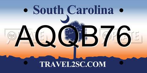 AQQB76 South Carolina License Plate