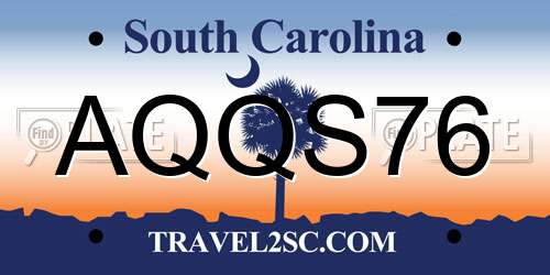 AQQS76 South Carolina License Plate