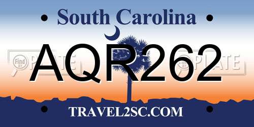 AQR262 South Carolina License Plate