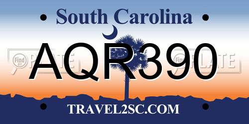 AQR390 South Carolina License Plate