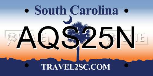 AQS25N South Carolina License Plate