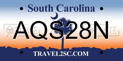 AQS28N South Carolina License Plate