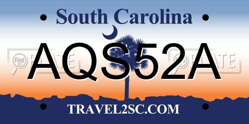 AQS52A South Carolina License Plate