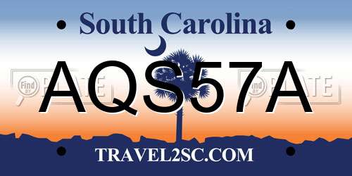 AQS57A South Carolina License Plate