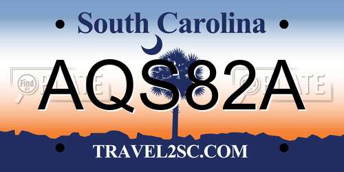 AQS82A South Carolina License Plate
