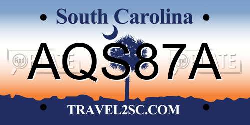 AQS87A South Carolina License Plate