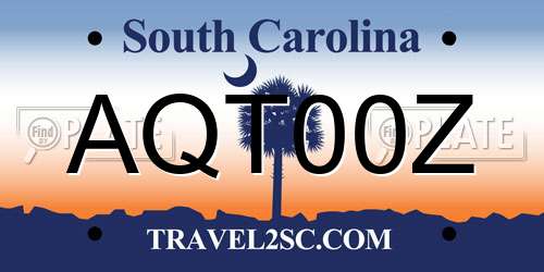 AQT00Z South Carolina License Plate