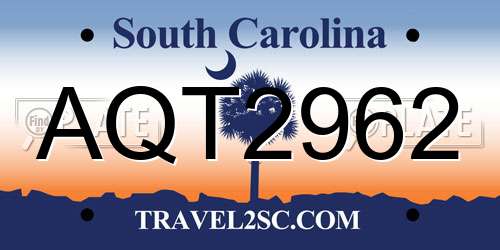 AQT2962 South Carolina License Plate