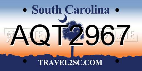AQT2967 South Carolina License Plate