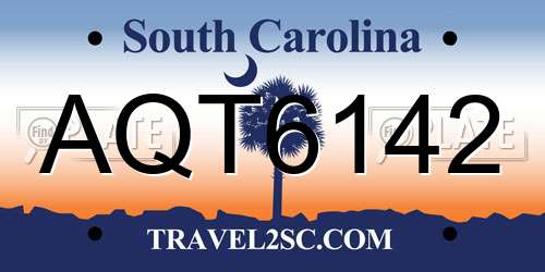 AQT6142 South Carolina License Plate