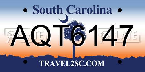 AQT6147 South Carolina License Plate
